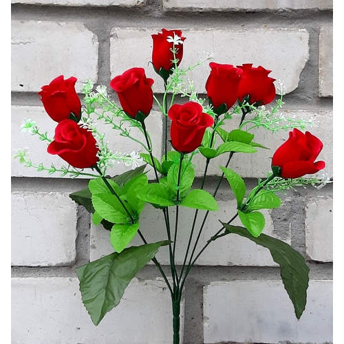 Искусственные цветы Роза бутон Бархат красная 36 см ю-А 49-8
