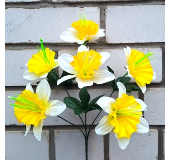 Искусственные цветы Нарцисс с цветной с серединкой 37 см я-6085