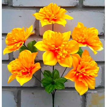 Искусственные цветы Нарцыс с пышной серединкой 6 голов 40 см ю-HY 2045