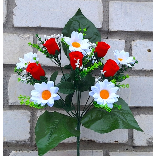 Искусственные цветы Роза бархат с ромашкой 38 см ю-2012