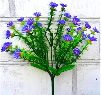 Искусственные цветы Ромашка пластиковая кустиком 21 см ю-6250