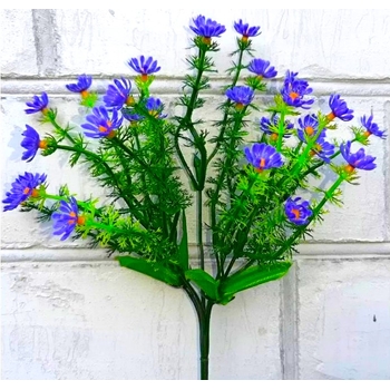 Искусственные цветы Ромашка пластиковая кустиком 21 см ю-6250