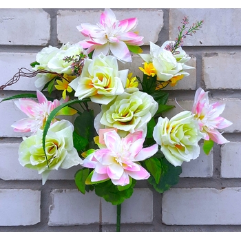 Искусственные цветы Комбинированный хризантема, роза, добавки 12 голов 50 см ю-012