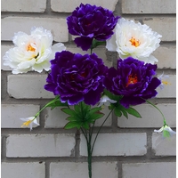 Искусственные цветы Пион цветной веткой 6 голов 75 см ю-Д 348-6