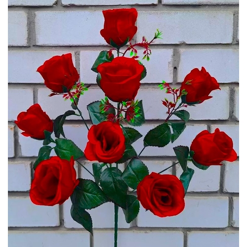 Искусственные цветы букет Розы атлас под натуралку 70 см  9 голов я-1028