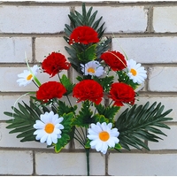 Искусственные цветы букет бархатных Гвоздик с Ромашками 60 см 11 голов я-7157