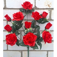 Искусственные цветы букет Розы атласные 60 см 11 голов я-7151