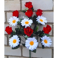 Искусственные цветы букет Розы с ромашками 55 см 13 голов я-7152
