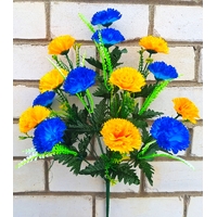 Искусственные цветы букет Гвоздик сине-жёлтых 58 см 14 голов я-748 ж/с