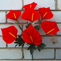 Искусственные цветы букет Каллы бархат красная 55 см 7 голов я-6109