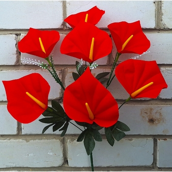 Искусственные цветы букет Каллы бархат красная 55 см 7 голов я-6109