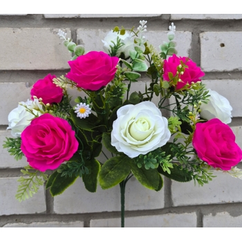 Искусственные цветы букет Роза Торжественная 9 голов 45 см ю-4287-12