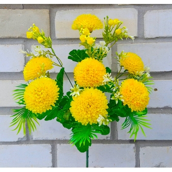 Искусственные цветы букет Хризантем с бутончиками пластиковых 48 см ю-6651-10