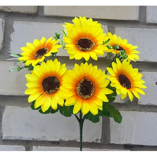 Искусственные цветы букет Подсолнухи 37 см 7 голов ю-250009-7