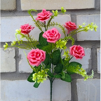 Искусственные цветы Роза пластиковая 30 см 7 голов ю-6440-7