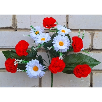 Искусственные цветы букет Гвоздик с ромашками 12 голов 37 см я-8166