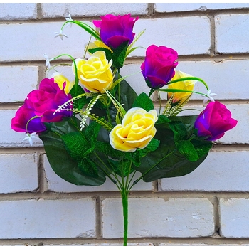 Искусственные цветы букет Розы с добавками 55 см я-1117