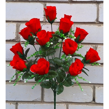 Искусственные цветы букет Роза бархатная с гипсофилой 14 голов 57 см я-7295