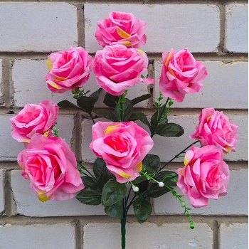 Искусственные цветы букет Розы с добавками 9 голов 48 см я-7279