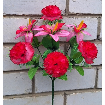 Искусственные цветы букет Орхидей и гвоздик 7 голов 44 см я-7177