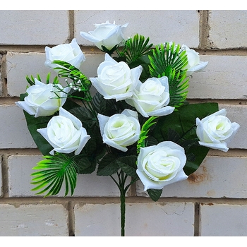 Искусственные цветы букет Белых роз с гипсофилой 48 см я-6201/1