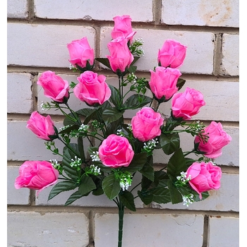 Искусственные цветы букет бутонов Роз с гипсофилой 14 голов 57 см я-7291