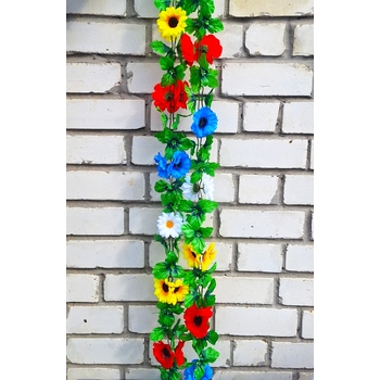 Искусственная Лиана из Мака, василька, подсолнуха цветная 2 метра ю-4276