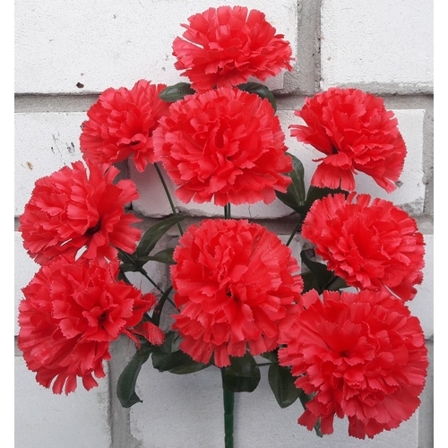 Искусственные цветы букет Гвоздика красная 9 голов 40 см ю-034
