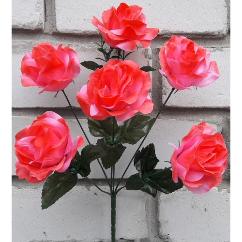 Искусственные цветы Роза раскрытая 6 голов 33 см ю-мл 513