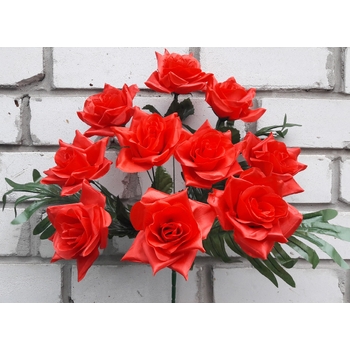 Искусственные цветы Роза с папоротником 10 голов 43 см ю-мл 542