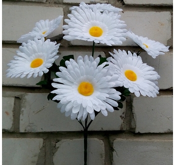 Искусственные цветы Ромашка белая круговая 45 см 7 голов ю-90а053