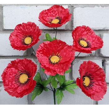 Штучні квіти Мак атлас червоний 42 см ю-92а027