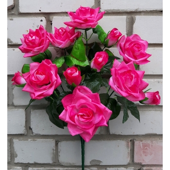 Искусственные цветы Роза веткой 12 голов 62 см я-7079