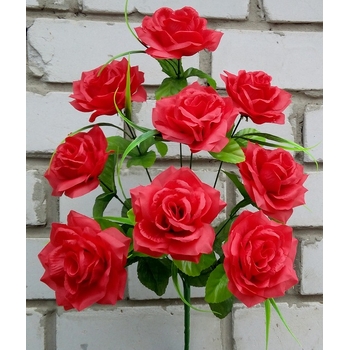 Искусственные цветы Роза раскрытая красивая 10 голов 55 см ю-4307-10